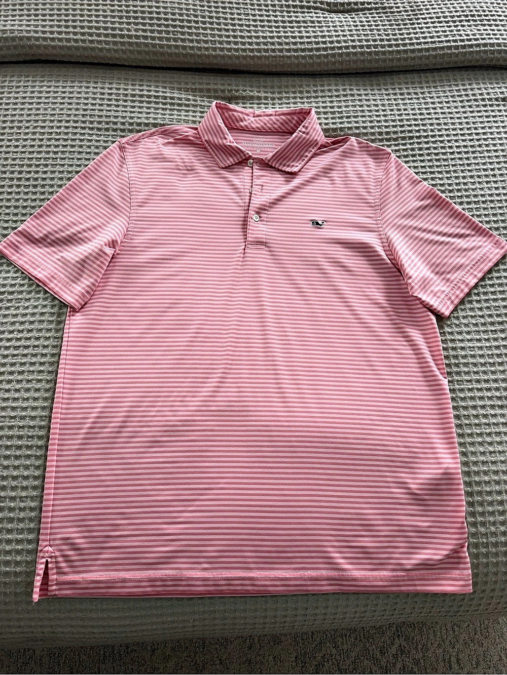 Vineyard Vines Striped Polo Pink & White Medium